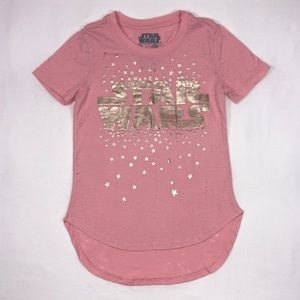 Star Wars Pink Gold Tee Shirt Girls Size 6/6X